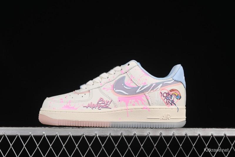 Nike Air Force 1'07 Low Pink and Blue Love Limited Edition Casual Sneakers - CW1574-058