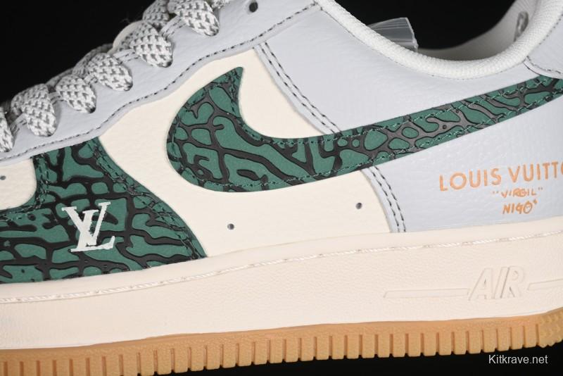Nike Air Force 1 '07 Low LV Collaboration Green Stone Grain Gum Sole Casual Sneakers - ZH2598-306