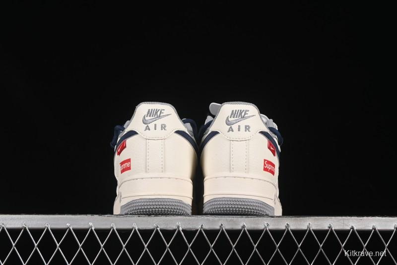 Nike Air Force 1 '07 Low Supreme Collaboration Two-Tone Blue Grey Lace-Up Casual Sneakers - DM6868-068