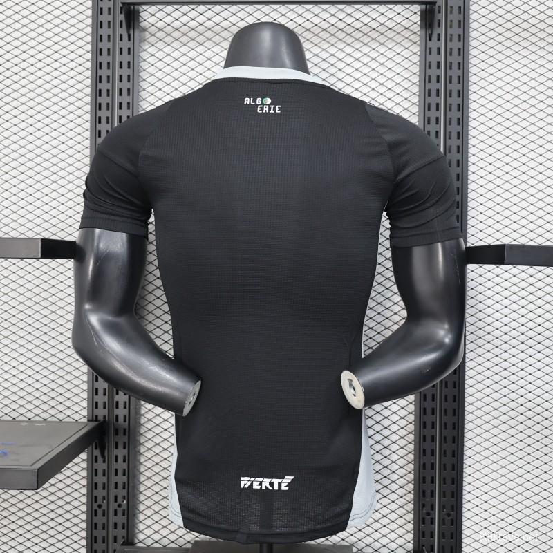 Player Version 2025 Algeria Black with White Arabic Sponsor Jersey