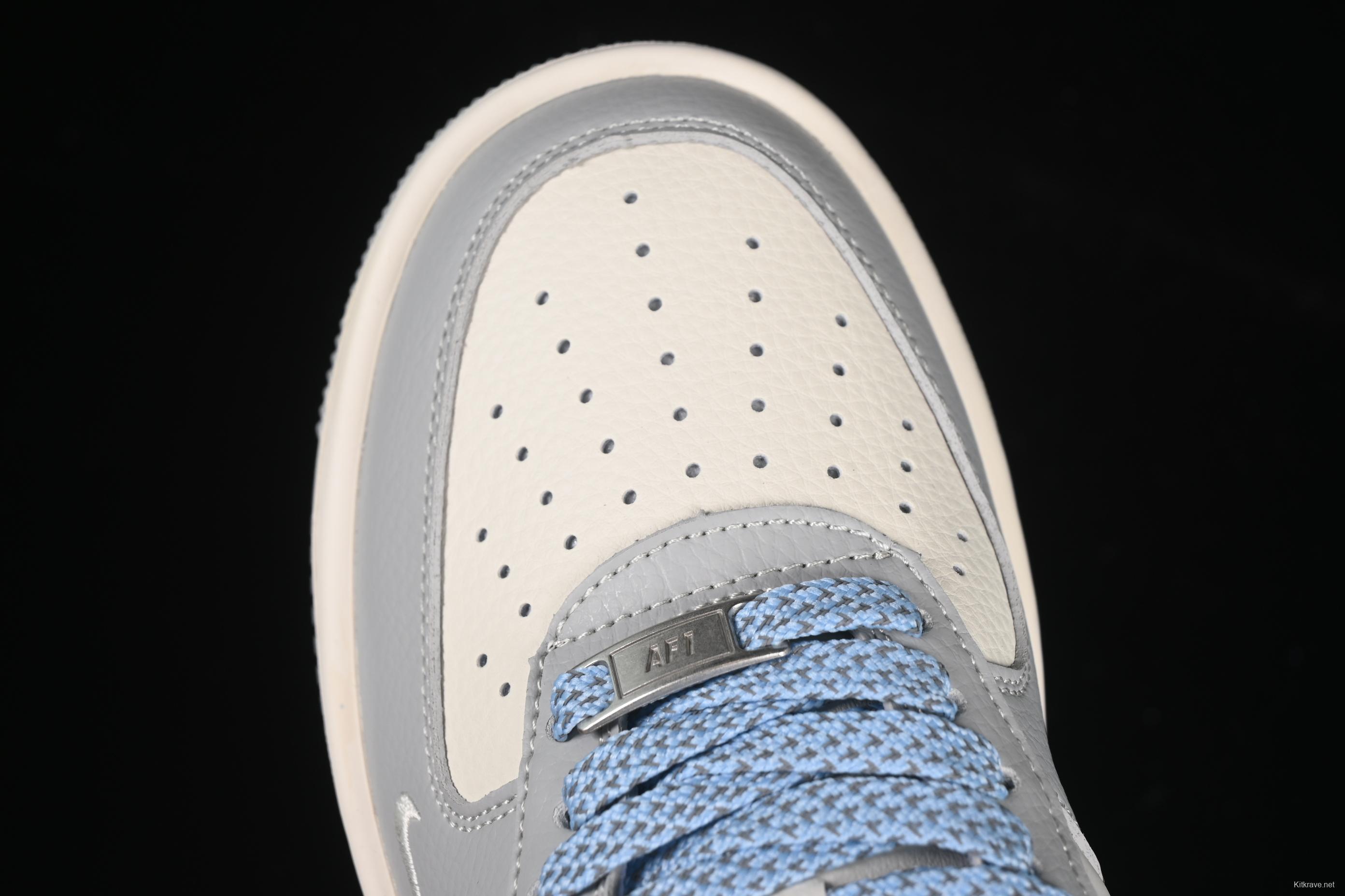 Nike Air Force 1'07 Low Supreme Collaboration Light Blue Swoosh Casual Sneakers - XS3464-577