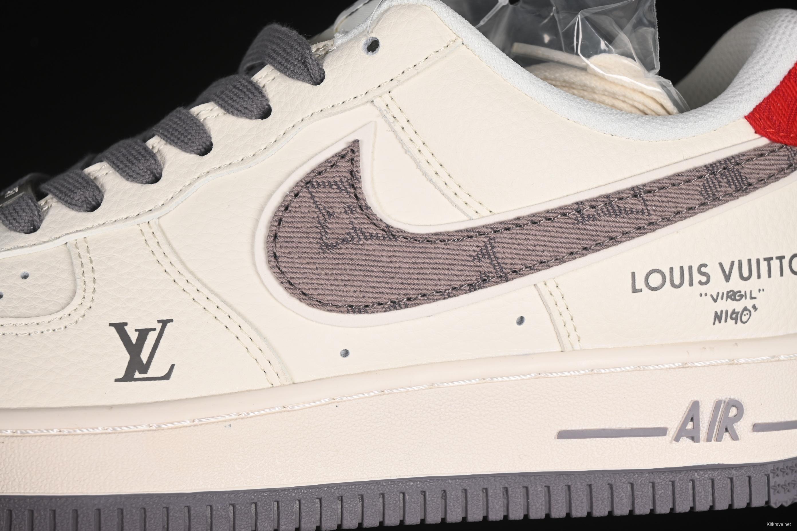 Nike Air Force 1'07 Low LV Collaboration Grey Denim Swoosh Casual Sneakers - XX3168-136