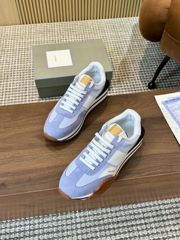 2025 Unisex TOM FORD Blue White Black Leather Suede Sneakers LY00360(LY00370)