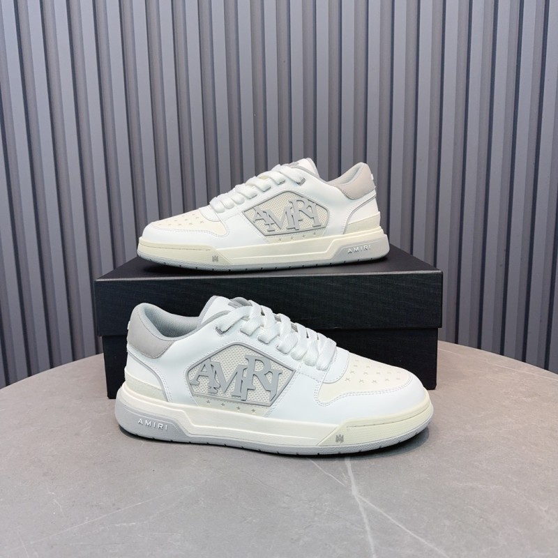 2025 Unisex Amiri White Grey Leather Sneakers MJ00360