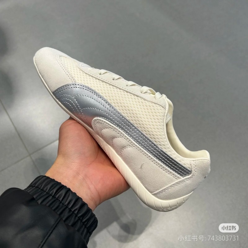 2025 Unisex Puma Milk White Grey Suede Mesh Sneakers SPEEDCAT KFY00260