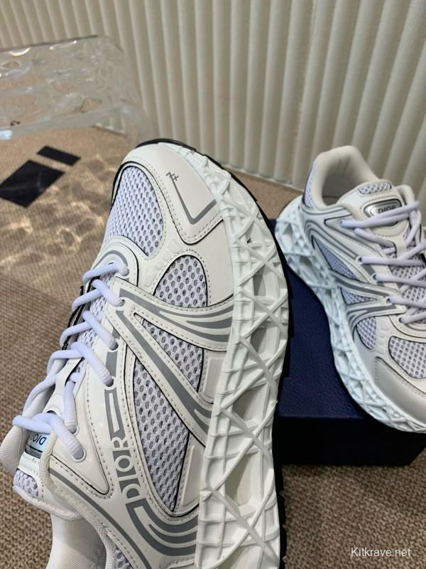 2024 Unisex Dior Beige Grey White Leather Mesh Sneakers MJ00400