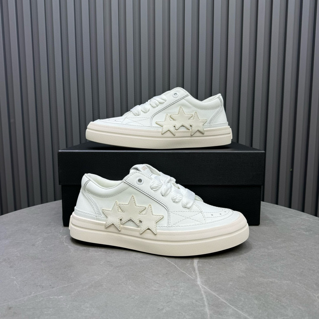 2024 Unisex Amiri White Leather Sneakers MJ00300