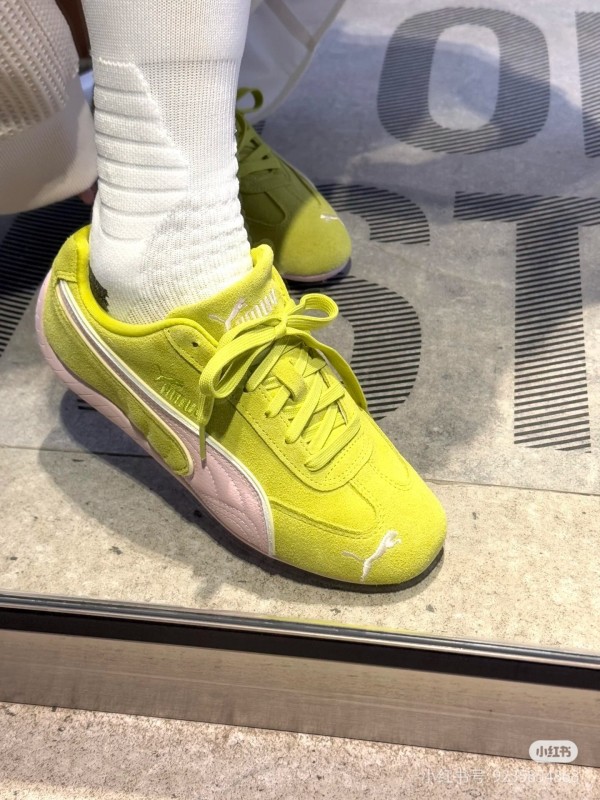 2025 Women Puma Yellow Pink Suede Sneakers KFY00260