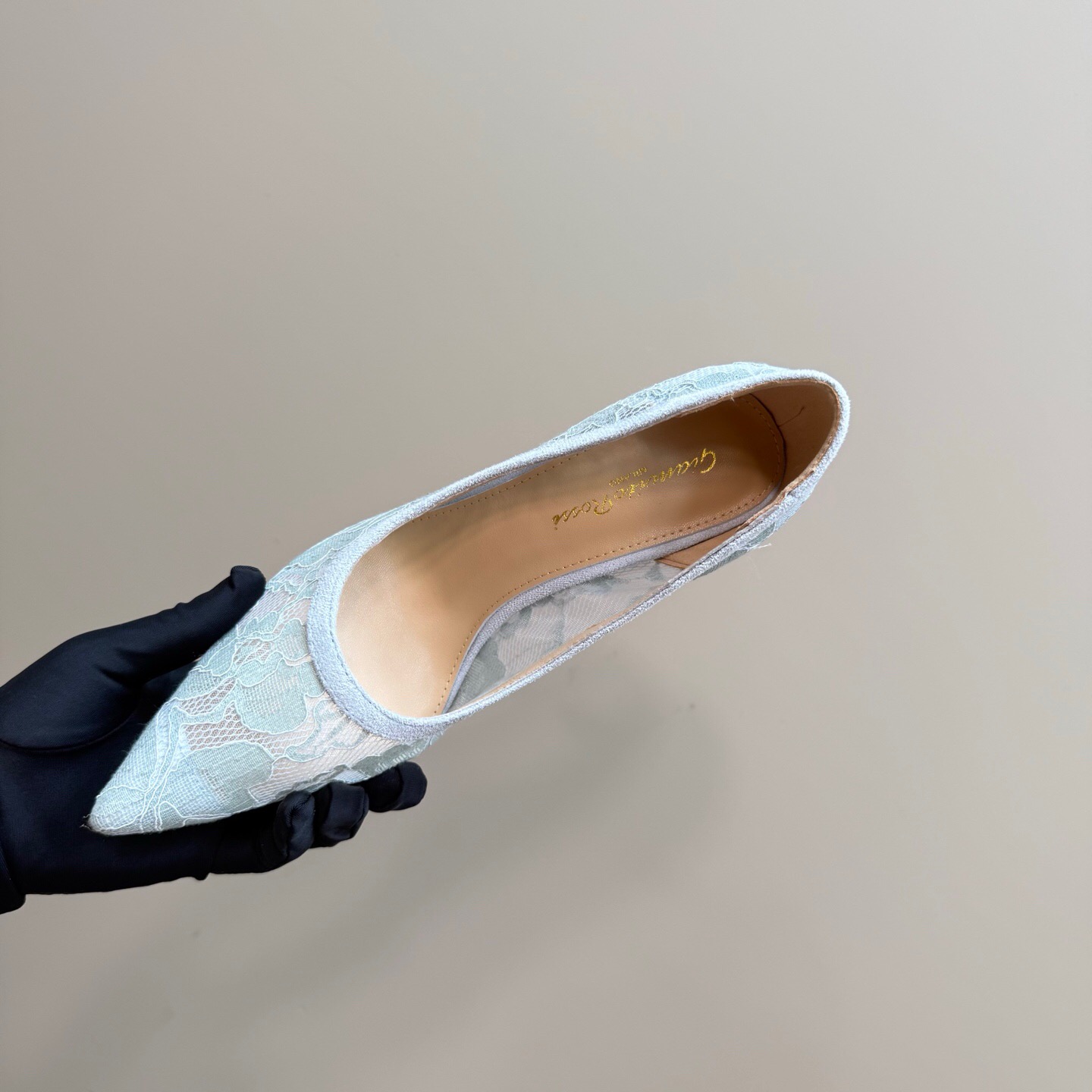 2025 Women Gianvito Rossi Light Blue Lace High Heel KFY00280