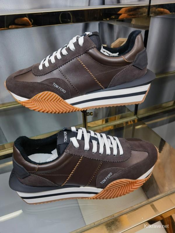 2025 Unisex TOM FORD Brown Black White Leather Cow Leather Sneakers LY00360(F)/LY00370(M)