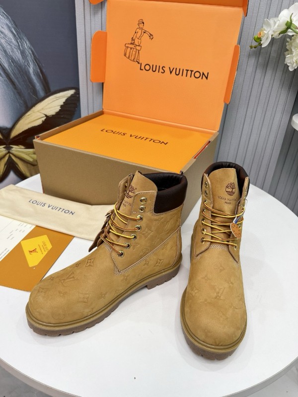 2024 Unisex Louis Vuitton Brown Nubuck Leather Ankle Boots Monogram MJ00450