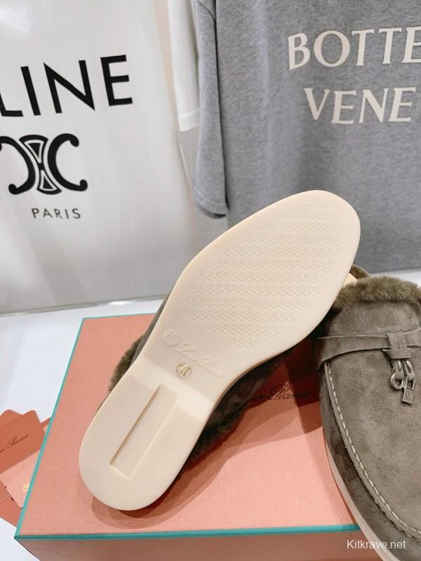 2024 Unisex LP Taupe Suede Shearling Loafers MJ00300(Women)/MJ00300(Men)