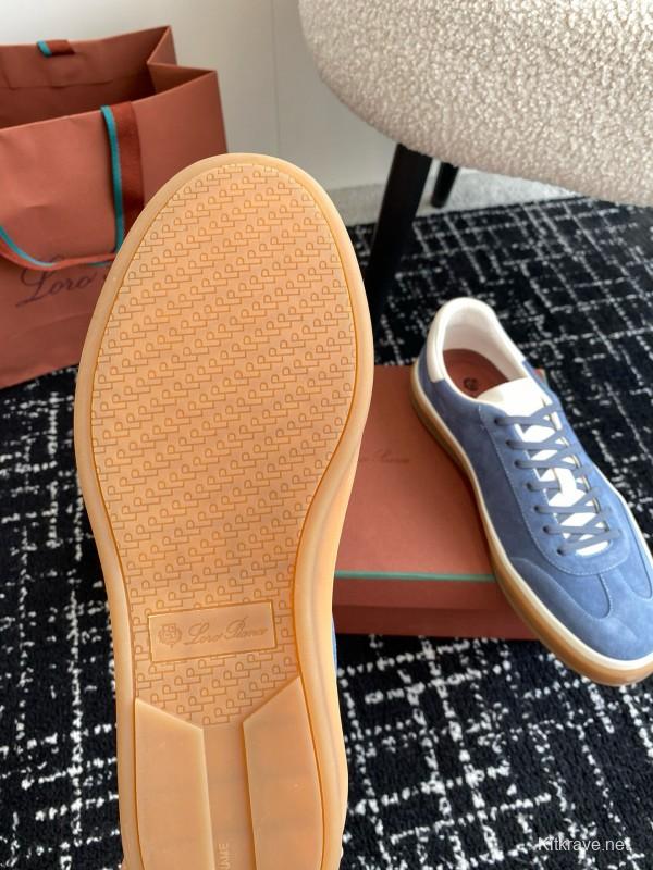 2024 Men Loro Piana Blue Suede Leather Sneakers MJ00320