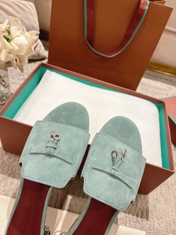 2025 Women LP Light Blue Suede Slippers LY00270