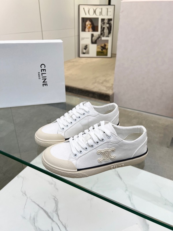 2025 Women Celine White Canvas Sneakers LY00210