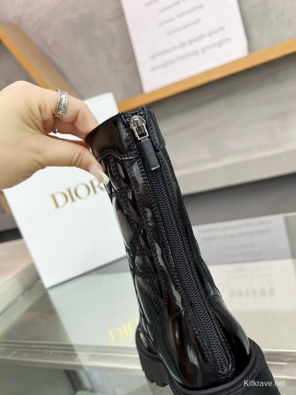 2024 Women Dior Black Leather Boots MJ00430