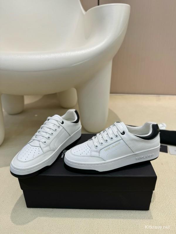2024 Unisex Yves Saint Laurent white black leather sneakers