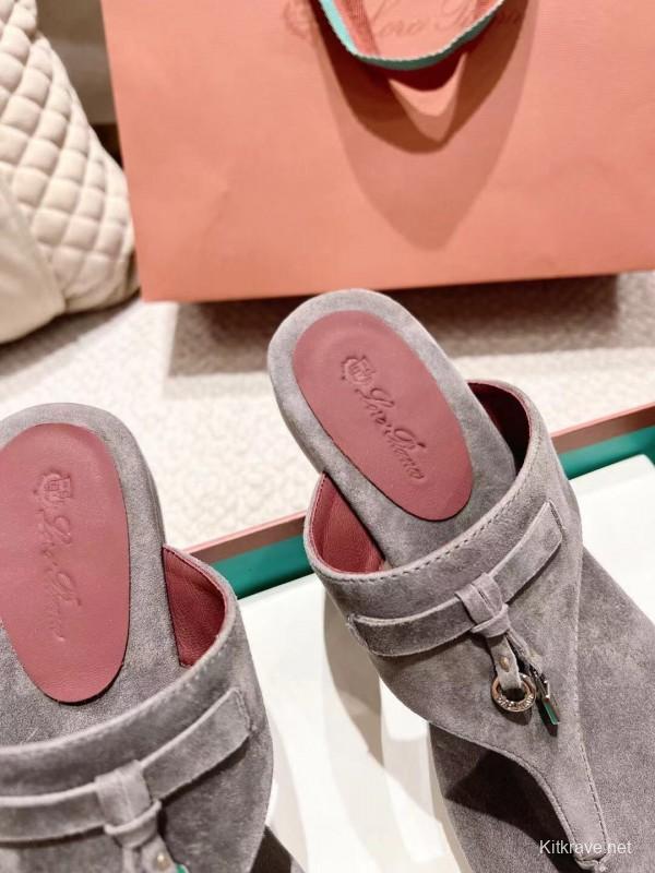 2025 LP Grey Suede Slippers LY00300