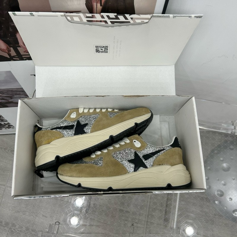 2024 Unisex GGDB Silver Beige Suede Glitter Star Sneakers 