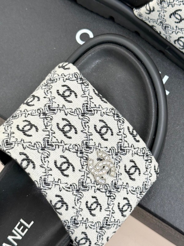2025 Slippers Chanel Black White Nylon Slippers
