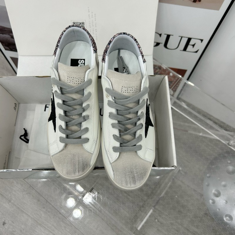 2025 Women GGDB White Black Glitter Leather Sneakers