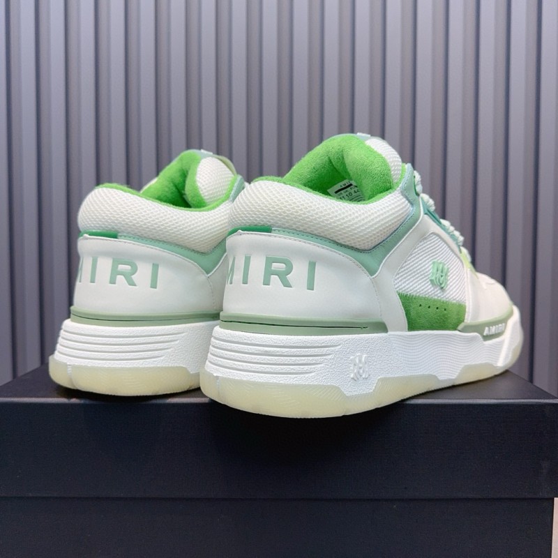 2024 Unisex Amiri White Green Leather Mesh Sneakers MJ00360