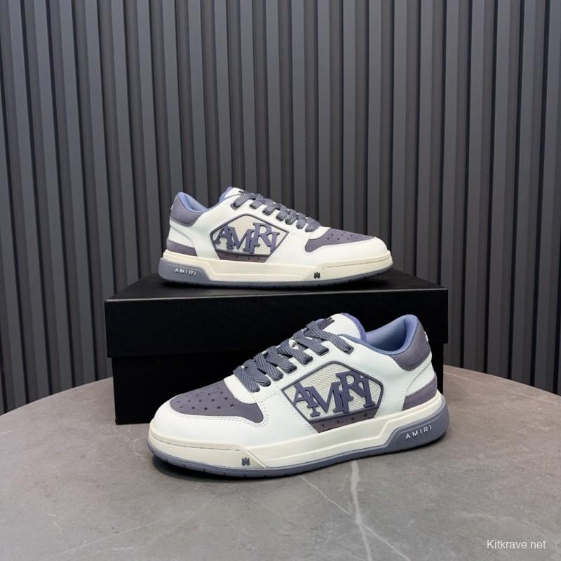 2025 Unisex Amiri White Grey Leather Sneakers MJ00360