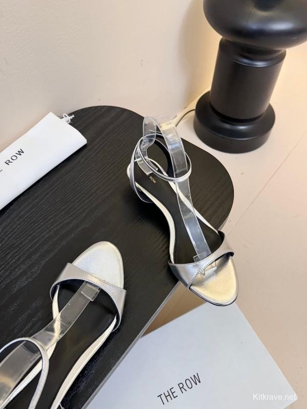 2025 Women The Row Silver Leather Sandals