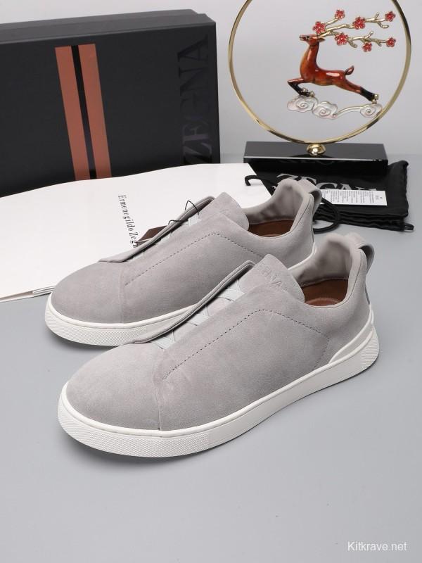 2024 Men Ermenegildo Zegna Grey Suede Sneakers MJ00240