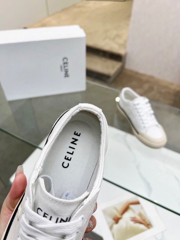 2025 Women Celine White Canvas Sneakers LY00210