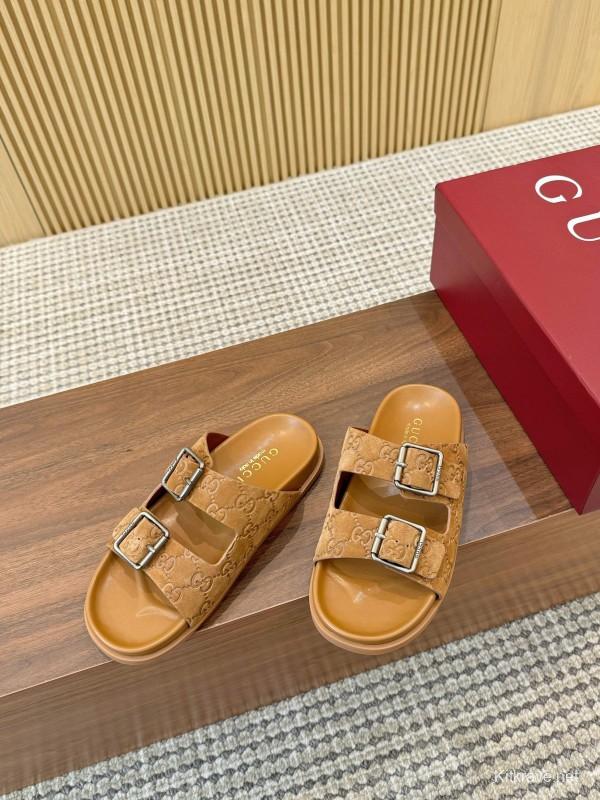 2025 Women Gucci Beige Leather Sandals LY00260