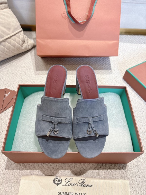 2025 Women LP Blue Suede Sandals