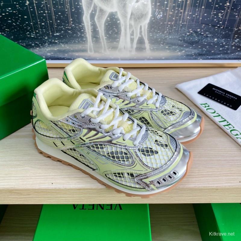 2025 Unisex BV Yellow Silver Mesh Rubber Running Sneakers LY0000