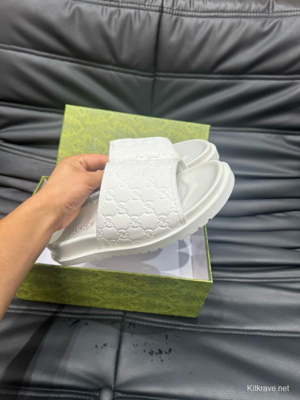 2024 GUCCI White Leather Slippers MJ00200