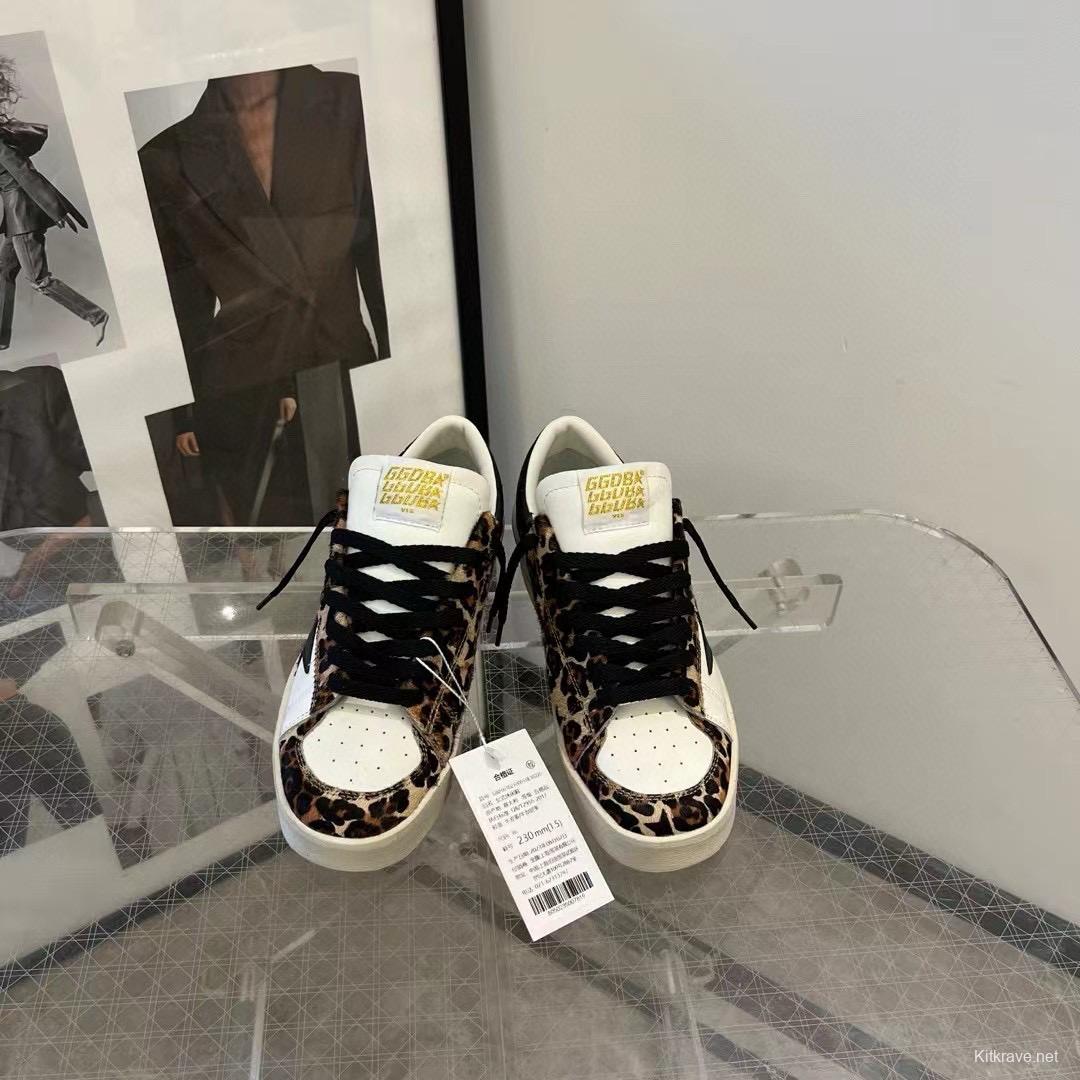 2024 Women GGDB White Leopard Leather Sneakers MJ00260