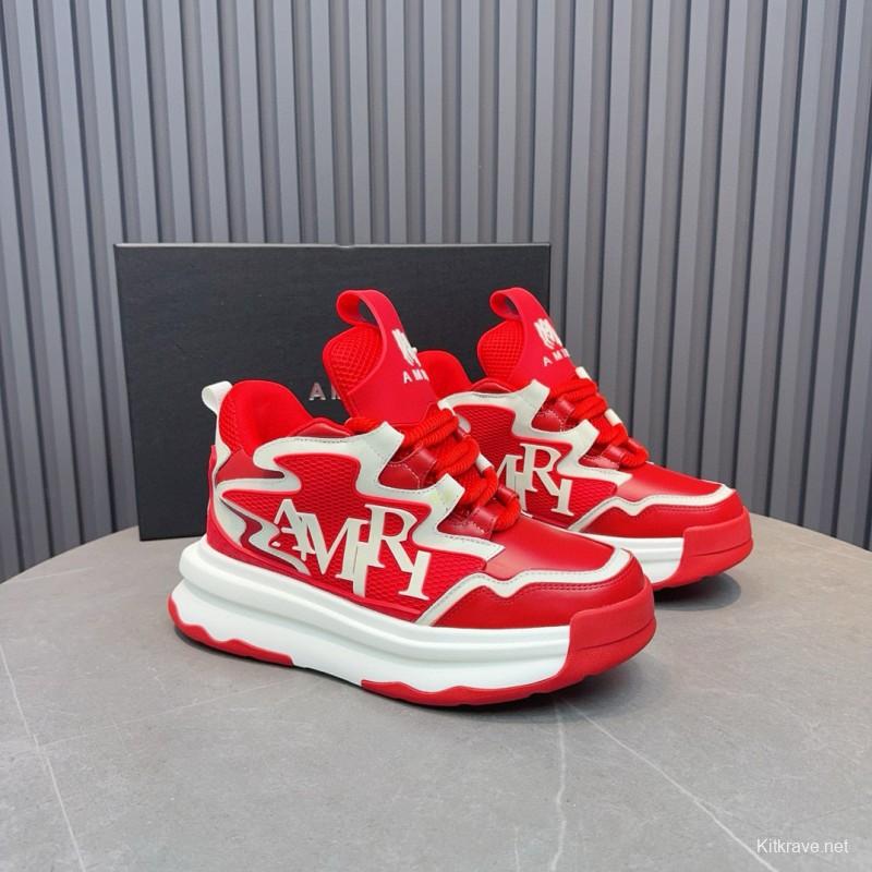 2024 Men Amiri Red White Leather Sneakers MJ00400
