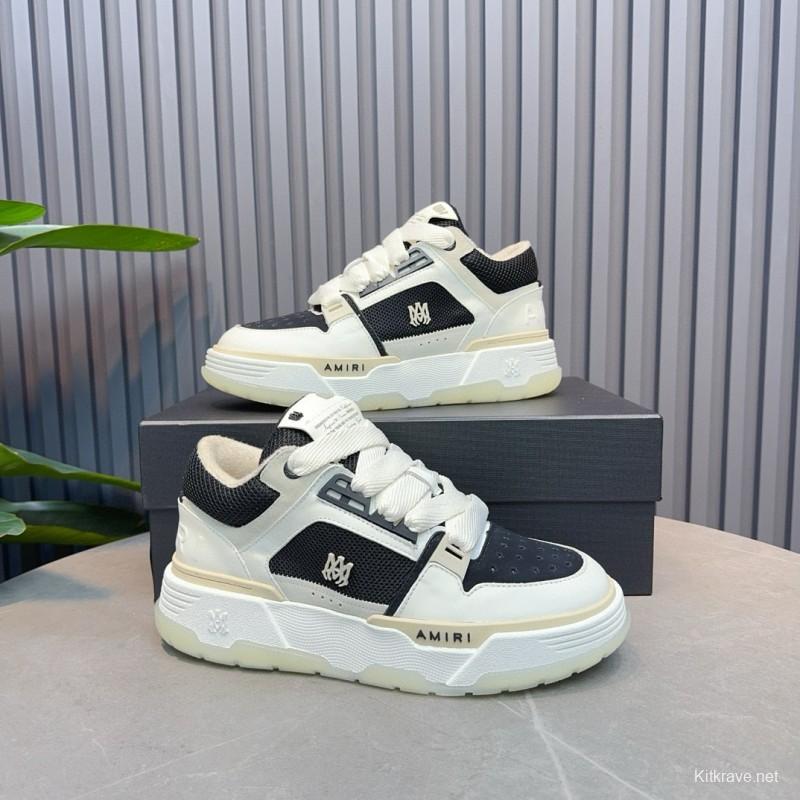 2024 Unisex Amiri Black White Leather Sneakers MJ00360