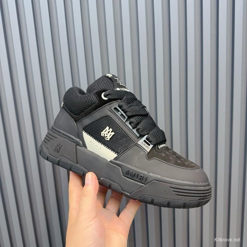 2024 Men Amiri Black Mesh Leather Sneakers MJ00360