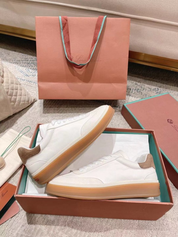 2025 Women LP White Brown Leather Sneakers LY00320(F)