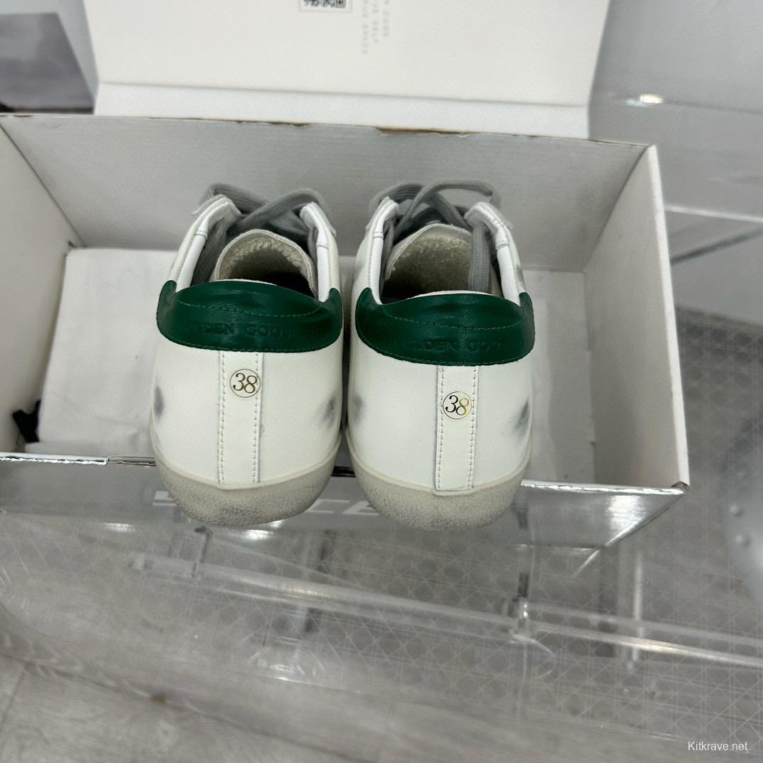 2025 Women GGDB White Green Leather Sneakers