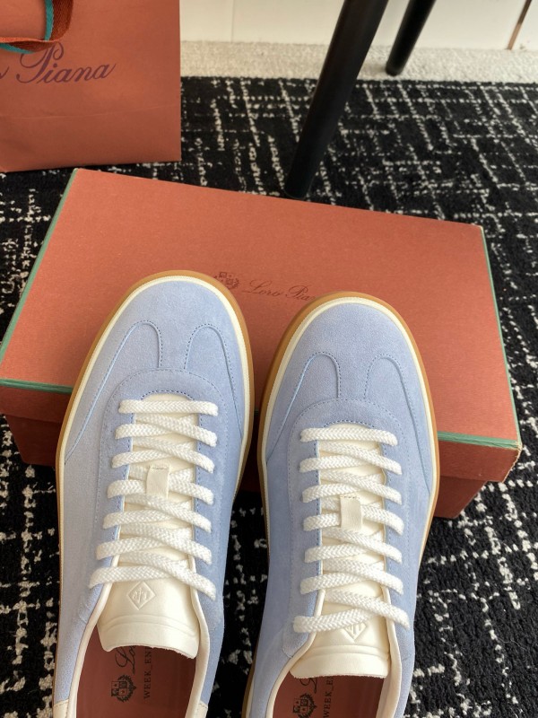 2024 Unisex Loro Piana Light Blue White Custom Leather Sneakers MJ00320