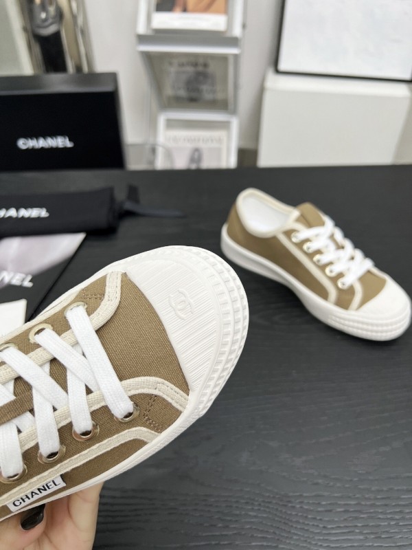 2025 Women Chanel Brown Canvas Sneakers LY00230