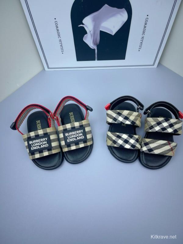 2025 Kids Burberry Beige Black Check Cotton Sandals