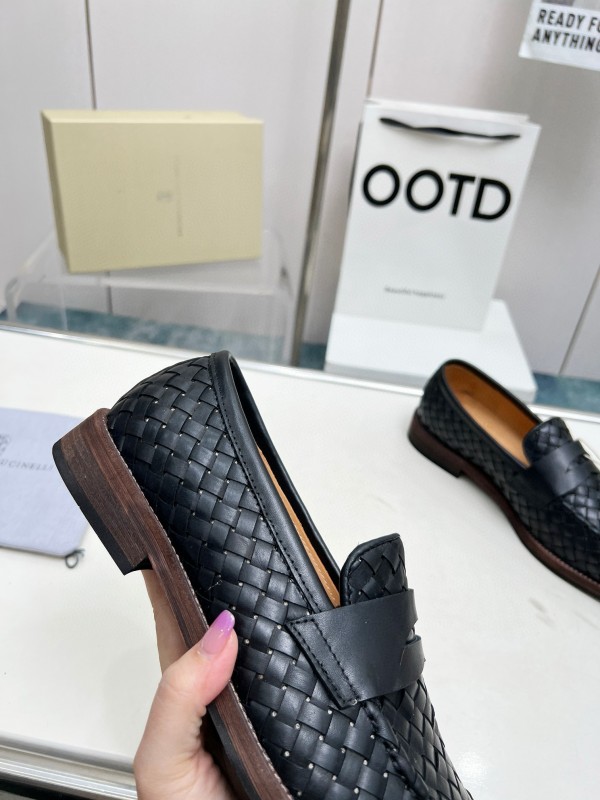 2024 Men Brunello Cucinelli Black Leather Loafers MJ00500