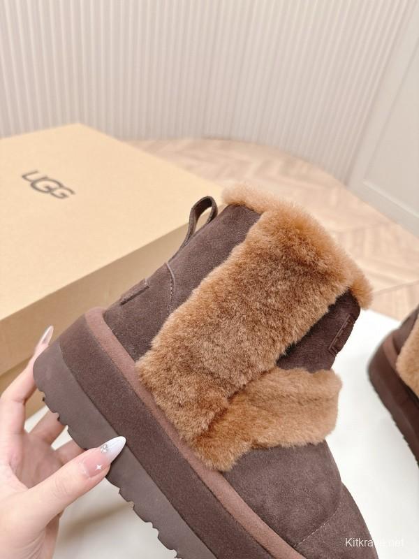 2024 Women UGG Brown Sheepskin Snow Boots MJ00320
