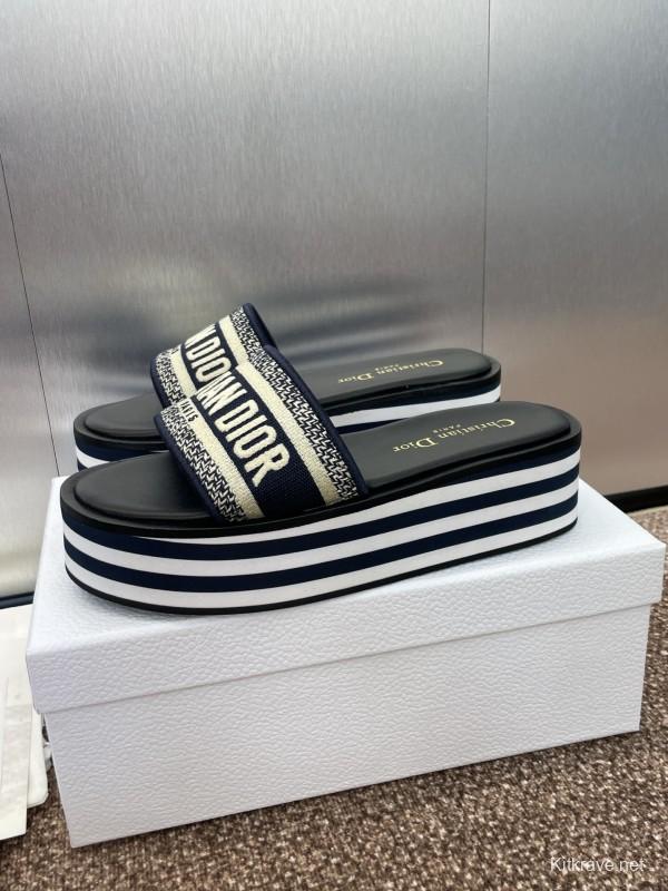 2025 Slippers Dior Black Canvas Slippers