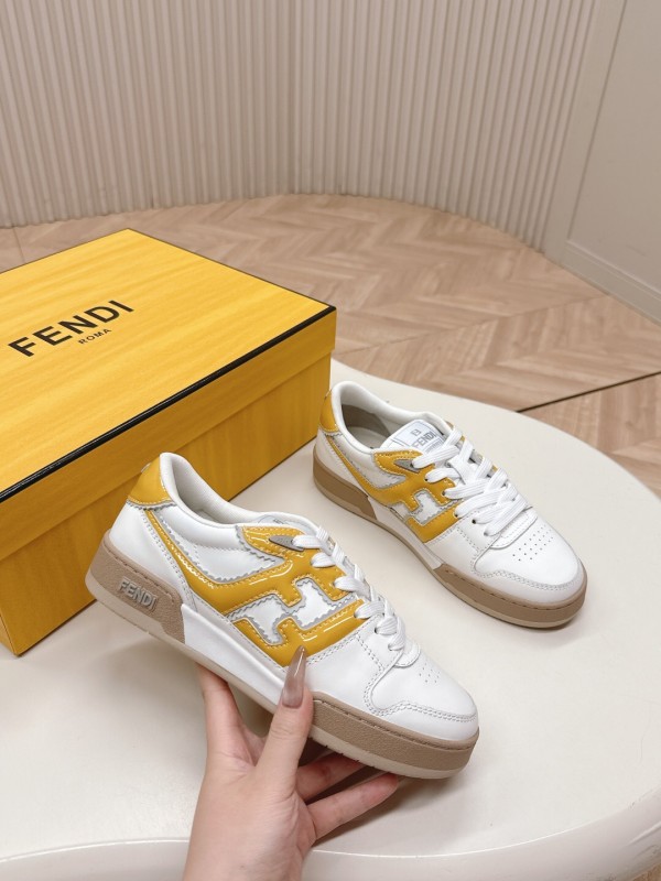2025 Unisex Fendi White Yellow Leather Plimsolls FD Match LY00360(F)/LY00370(M)