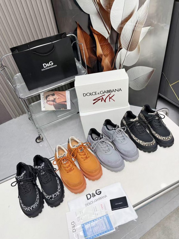 2024 Unisex Dolce & Gabbana Grey Leather Derby Casual Shoes MJ00360