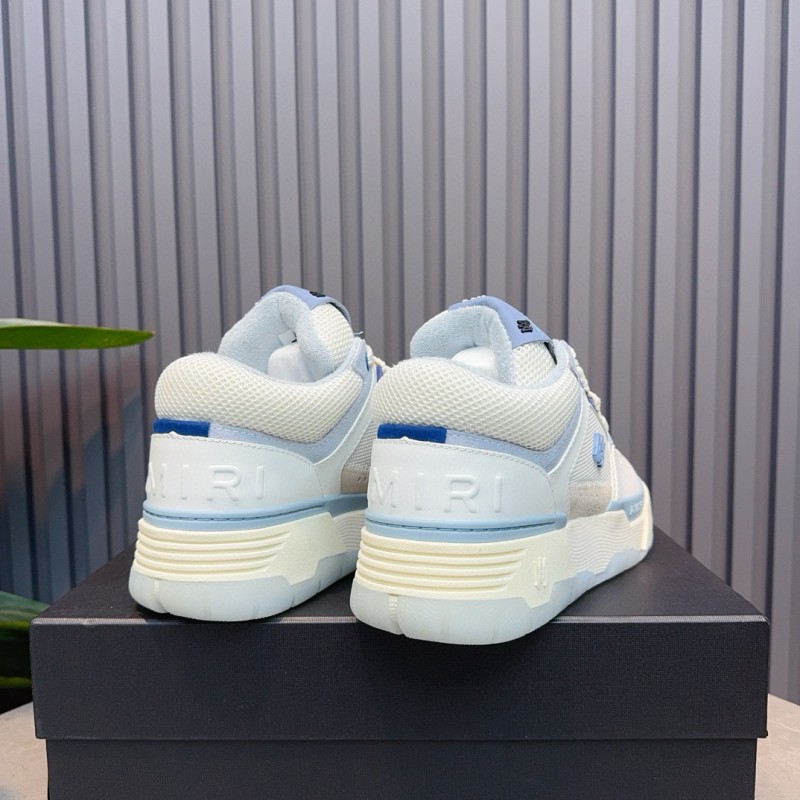 2024 Unisex Amiri White Blue Leather Mesh Sneakers MJ00360