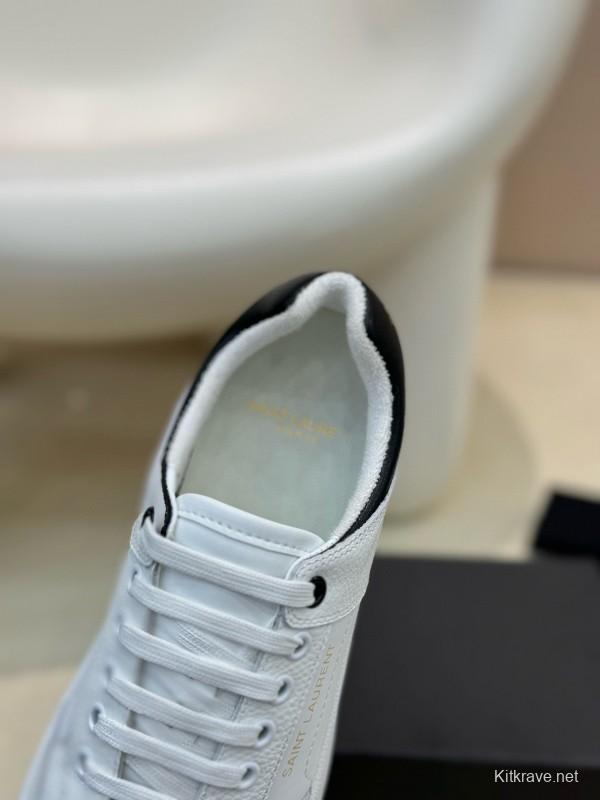 2024 Unisex Yves Saint Laurent white black leather sneakers